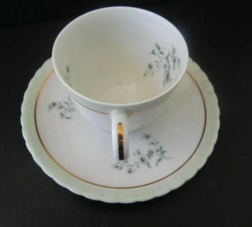 VINTAGE LIMOGES CHARLES AHRENFELDT DEMITASSE Teacup & SAUCER BLUE ROSE - Picture 5 of 8