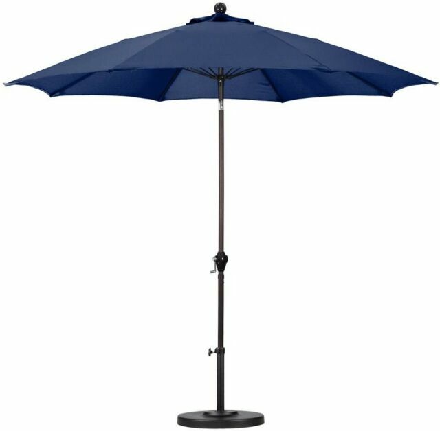 California Patio Umbrella 9 Ft Fiberglass Push Tilt Navy Blue Market Outdoor For Sale Online Ebay