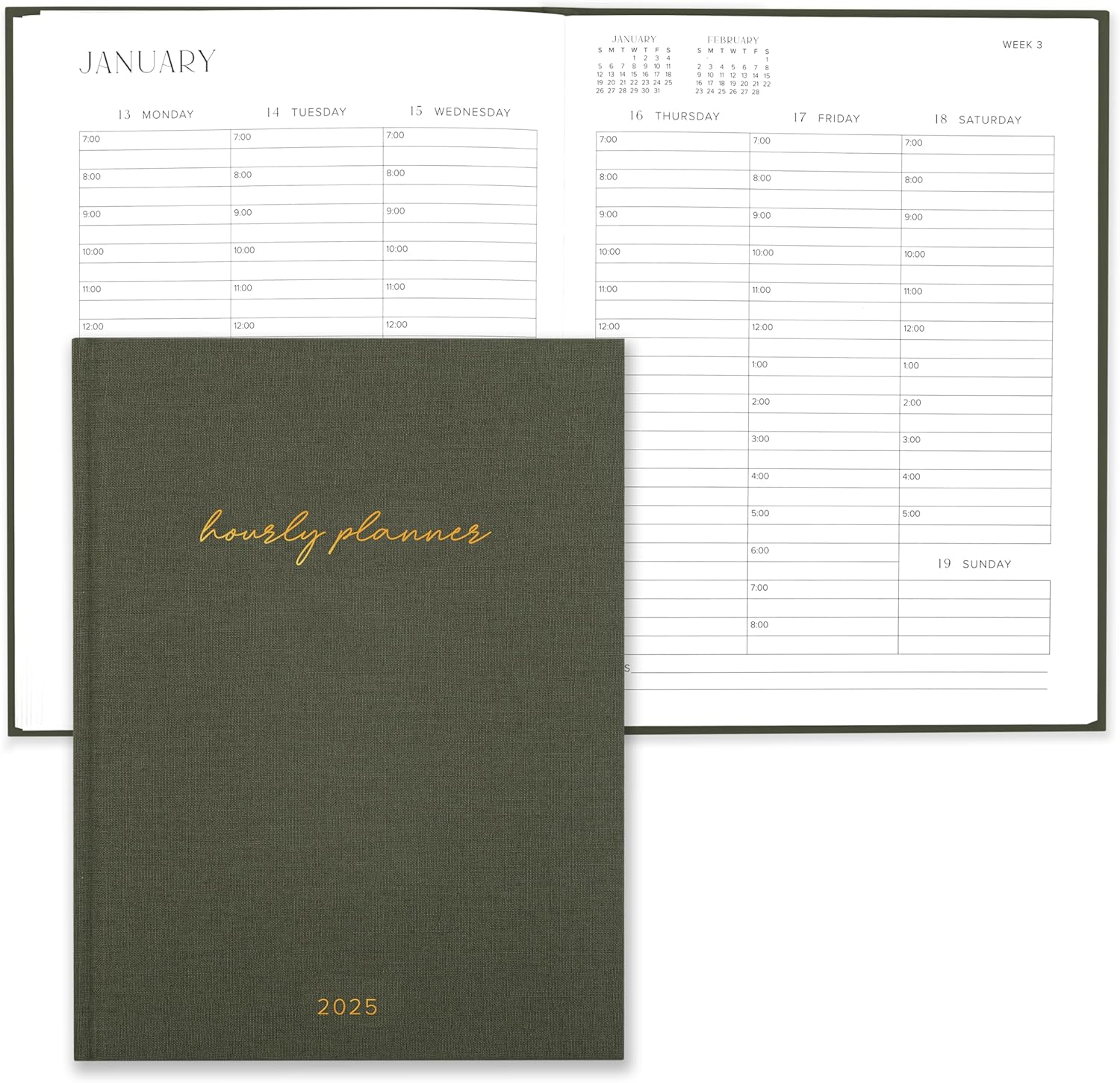 Beautiful 2025 Appointment Book Planner - Sturdy Linen Weekly Calendar with Half