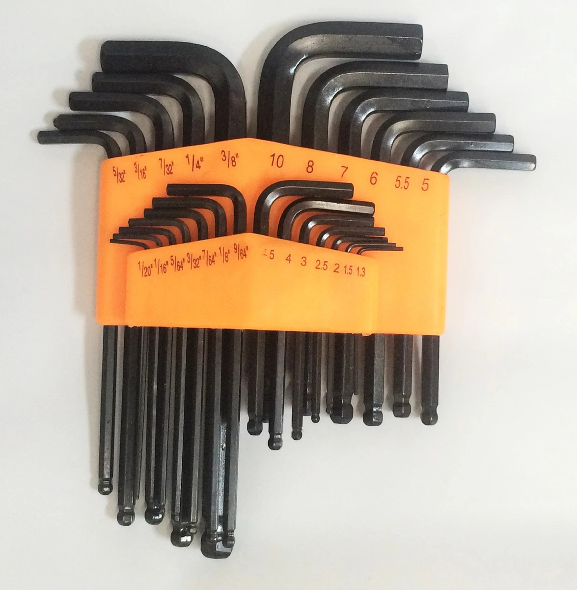 25pc Hex Key Set Allen Wrench Long Short Arms Metric SAE Set Ball End Type