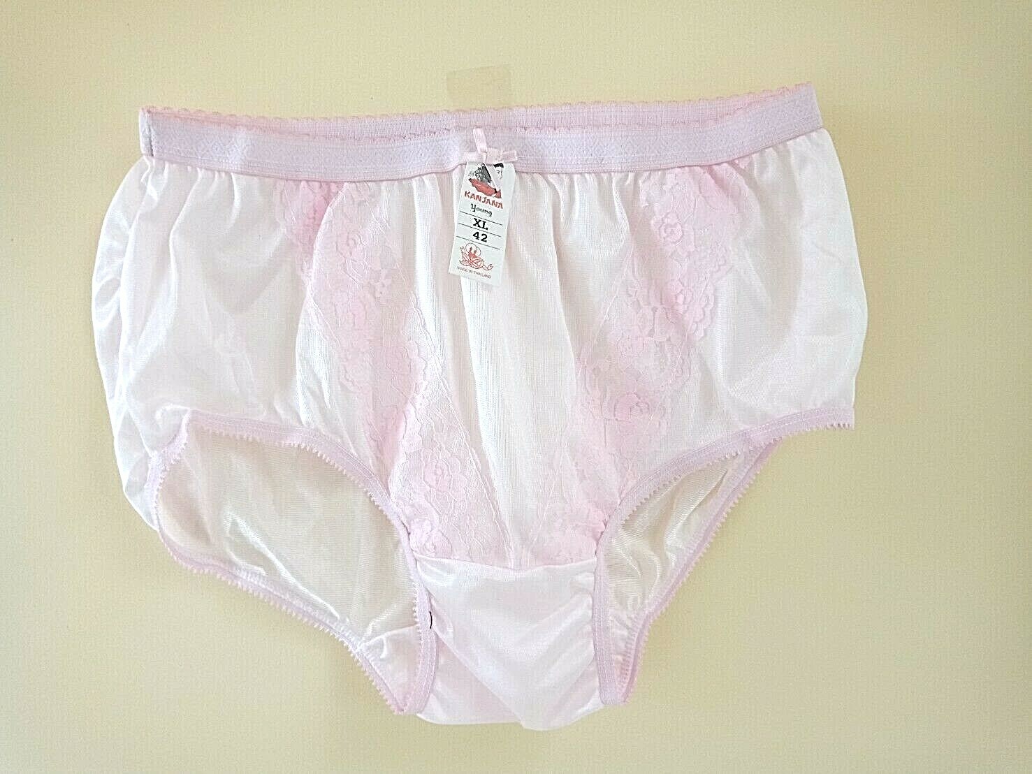 3x Vintage Panties Underwear Nylon XL Silky High Waist Loose Soft Women