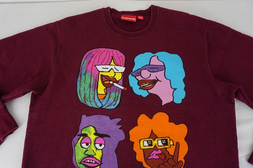 Supreme FW17 Gonz Head men's crewneck burgundy sweatshirt tagged large - Picture 2 of 24