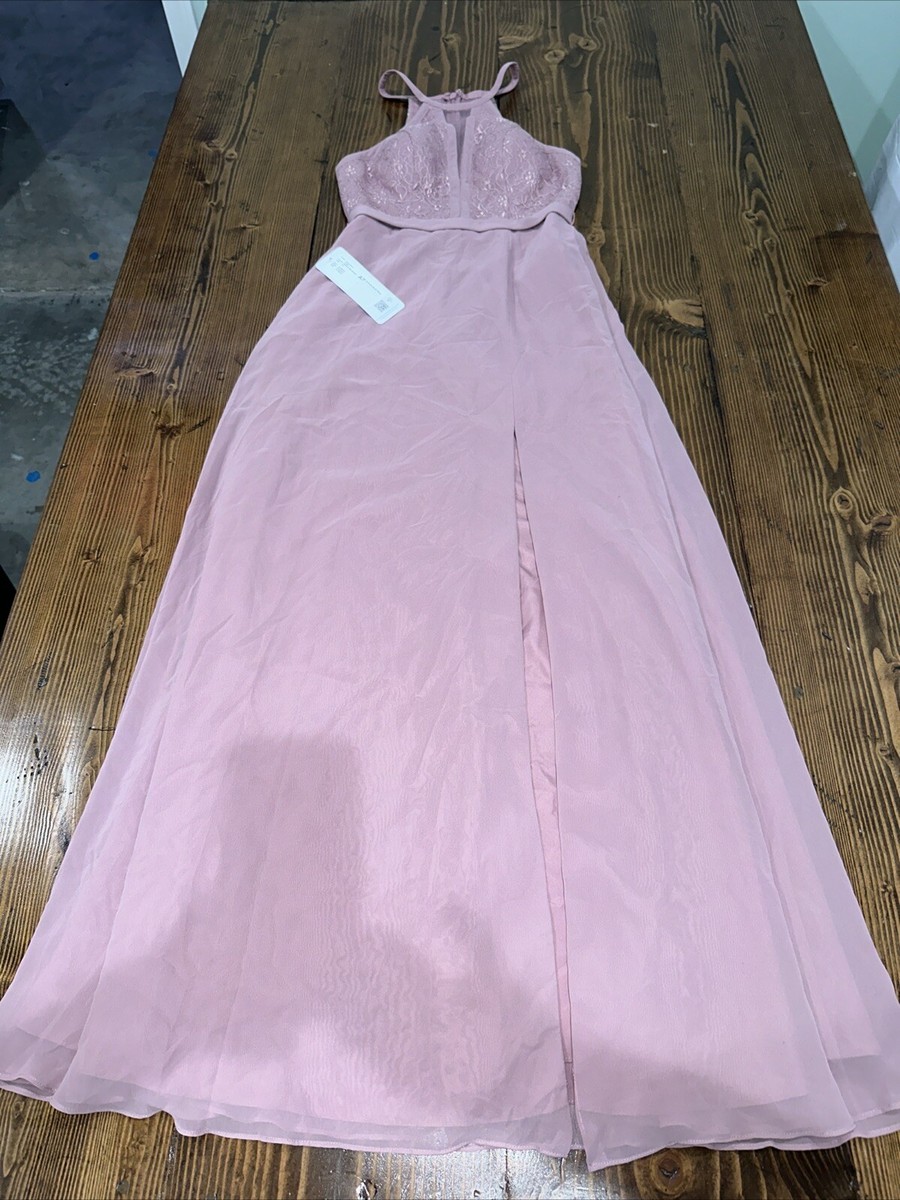 Azazie A2 Halter Top Ball Gown Side Slit Mauve | eBay
