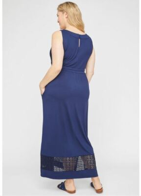 Catherines Plus Size Venetian Crochet Maxi Pockets Dress 2X 22/24 | eBay