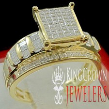 YELLOW GOLD FINISH PRINCESS CUT DIAMOND ENGAGEMENT RING BRIDAL WEDDING .70 CTW