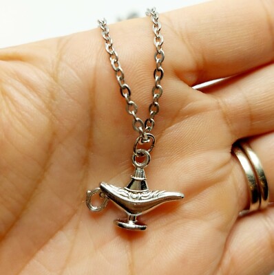 Magic lamp charm necklace- stainless steel 18 inch chain- US seller