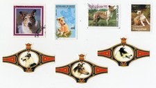 COLLIE SMOOTH COLLECTION OF DOG COLLECTABLE STAMPS & BANDS C1