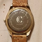 Women's Quartz Analog Dress Watch Gold Tone Case Brown Sunburst Dial Gem Bezel — photo 2