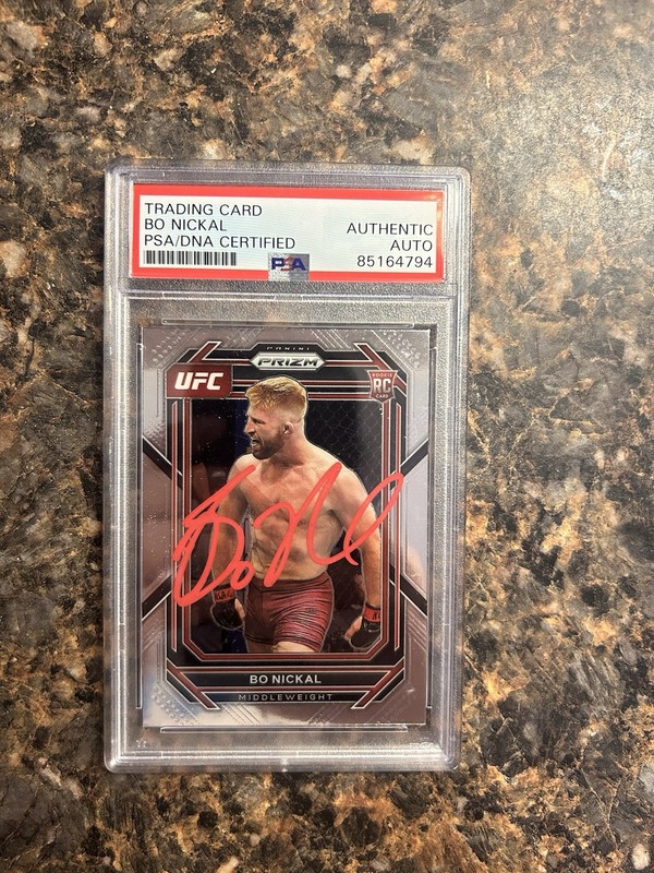 Bo Nickal Auto 2023 Prizm UFC 103 RC Rookie Card PSA Auto/DNA Red Graded