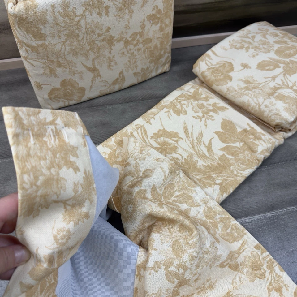 Pottery Barn Sorrel Toile Blackout Curtains Drapes 50”x84” Gold W/Hooks Set/2 OB - Image 4 of 4