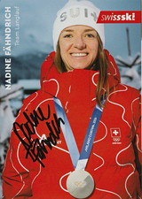 Original unterschriebene Autogrammkarte NADINE F&Auml;HNDRICH Langlauf SCHWEIZ