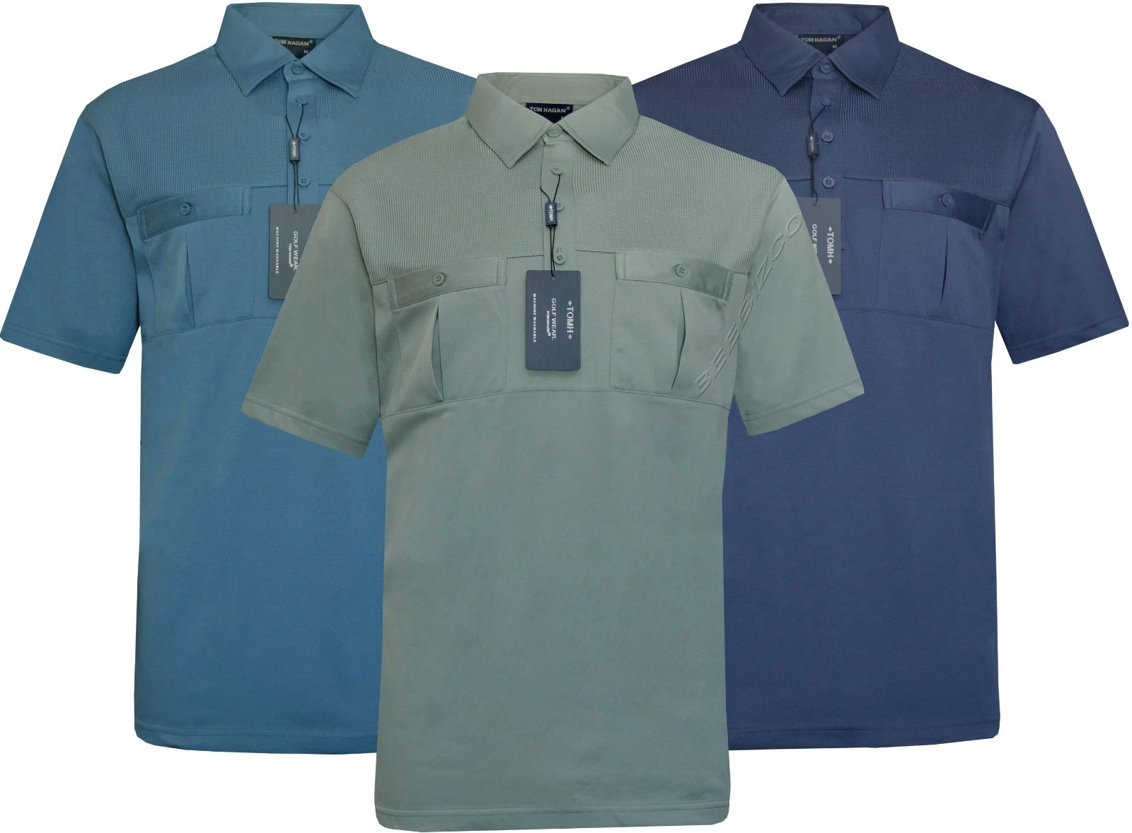 Short Sleeve Polo Shirt Plain Poly Cotton Golf Top with Two Pockets by Tom Hagan
Opens in a new wind