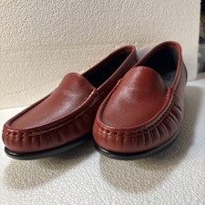 SAS 'Simplify' Red Leather Moc Toe Loafers Women's Sz 6.5M Working Comfort NEW
