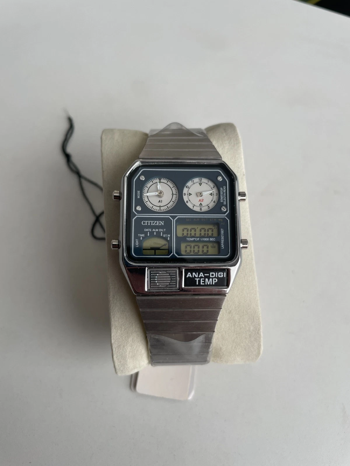 CITIZEN ANA-DIGI TEMP Cal 8988 Analog Digital Men Watch Silver Blue WITH TAGS