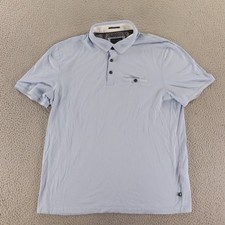Ted Baker Polo Shirt Mens 5 S Blue Chest Pocket Modern Casual Short Sleeve Logo