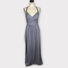 Bill Levkoff 7012N Bridesmaid Dress Women's 4 Gray Slate Sleeveless Maxi NWOT