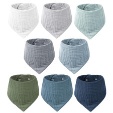 8-Pack Muslin Baby Bibs, Absorbent Bandana Drool, 100 Cotton Unisex Baby Bibs f