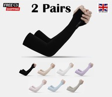 2 Pairs Sun Protection Arm sleeves Warmer Long Stretchy Out door  - Thumb hole