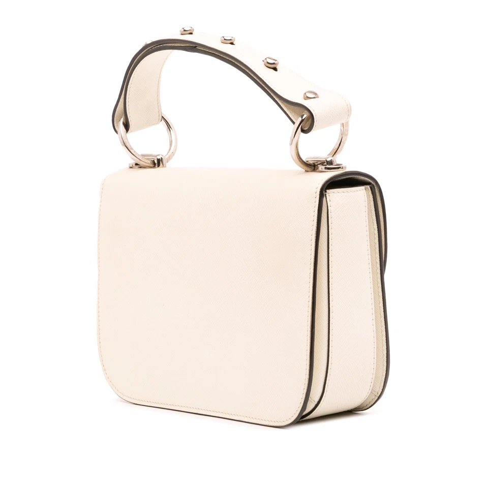Cartera de Cuero Saffiano Autenticada Prada Lux Arcade Blanco Marfil Foto 2 de 4