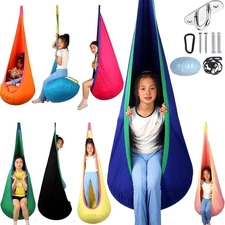 Sensory Swing for Kids Indoor and Outdoor Pod Hammock Chair Seat Upgrade Blue 