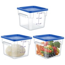 3 Sets 6 Qt Square Food Storage Containers with Lids Dough Proofing Bucket Co...