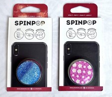 Spinpop Phone Holders Set Of 2 New In Package Blue Galaxy Pink Flowers