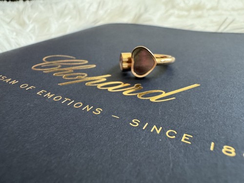 CHOPARD Happy Hearts 18k Rose Gold Diamond Tahitian Pearl Ring 0.05CT 52/53 6.5