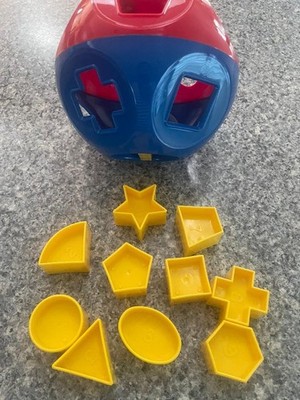 Tupperware Shape-O Toy~Sorting Ball Complete w/All Shapes~Baby/Toddler~Red/Blue