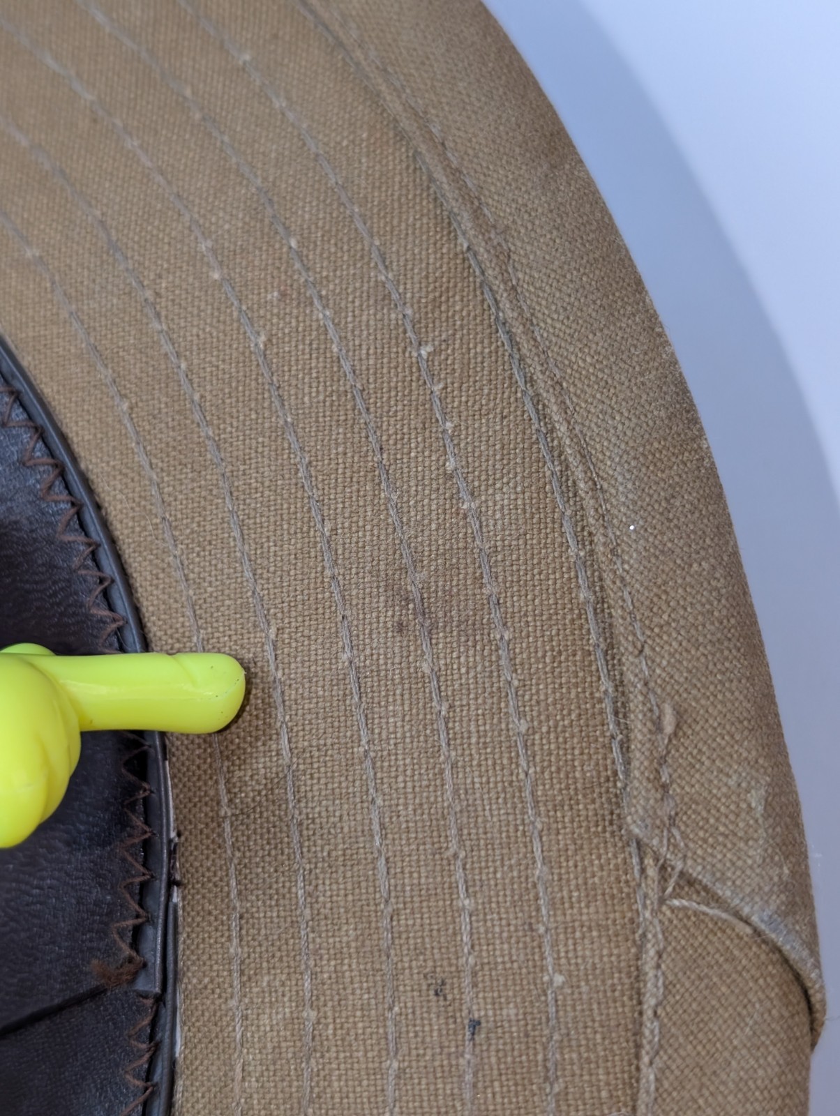 Vintage Filson Tin Cloth Packer Hat XL Tan Canvas Leather Band Seattle USA