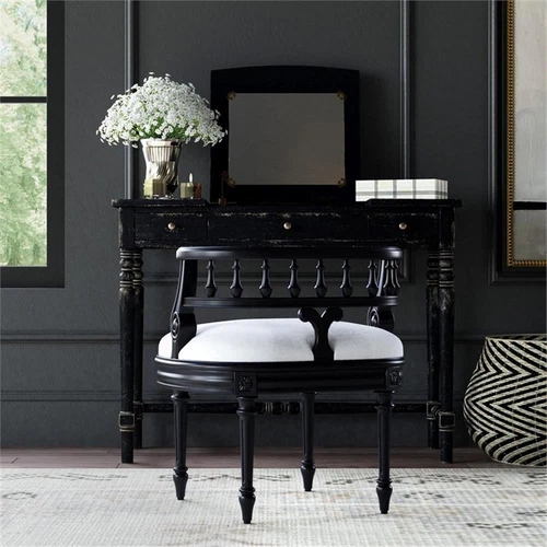 Butler Specialty Company Hathaway Upholstered 22.5"W Vanity Seat -Black Licorice - Picture 2 of 8