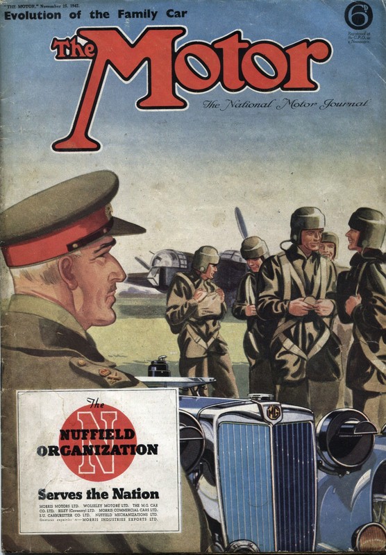 THE MOTOR Magazine 25 Nov 1942 War Time Cover with MG TA Nuffield Organization