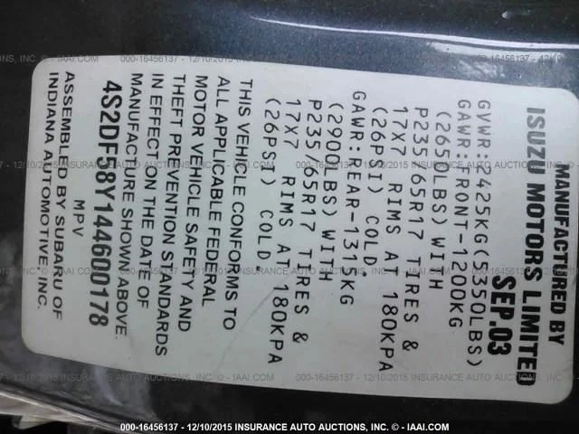 Faro derecho pasajero compatible con 02-04 ISUZU AXIOM 2646214 Foto 2 de 4