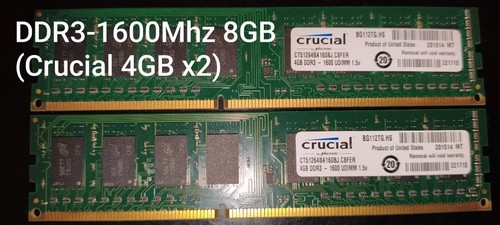 Crucial 8GB DDR3-1600MHz RAM 2x4GB Module CT51264BA160BJ.C8FER