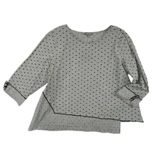 Habitat Clothes to Live In Lagenlook Step Hem 3/4 Top Large Striped Clip Dot