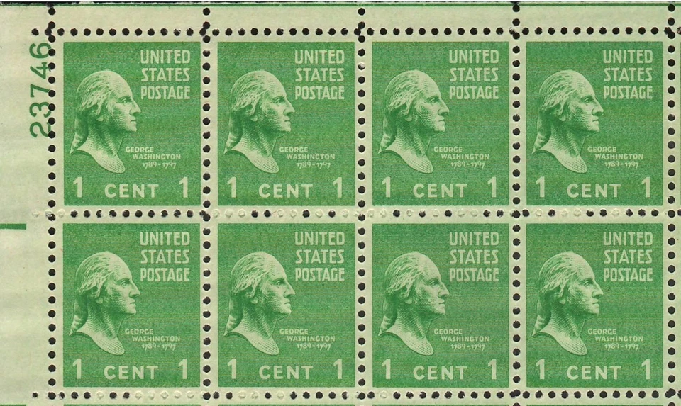 USA #804 - 1938 Full Sheet of 100 Stamps Pl 23746 "George Washington" 1¢ VF MNH* - Image 3 of 4