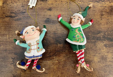 Playful Chubby Thin Elf Hanging Christmas ornaments, December Diamonds, NWT