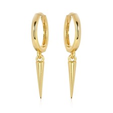 Minimalist Spike Dangle Drop Hoop Earrings Geometric Punk Small Rivet Conical Ea