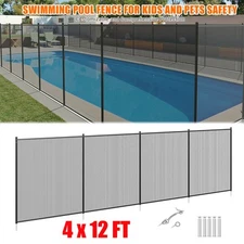 Swimming Pool Fence 4 x 12 FT Removable Pool Fences for Inground Pools Outdoor