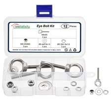 Shoulder Eye Bolt with Spring Washers, Flat Washers, Lock Nuts (M6x40mm) 3Set