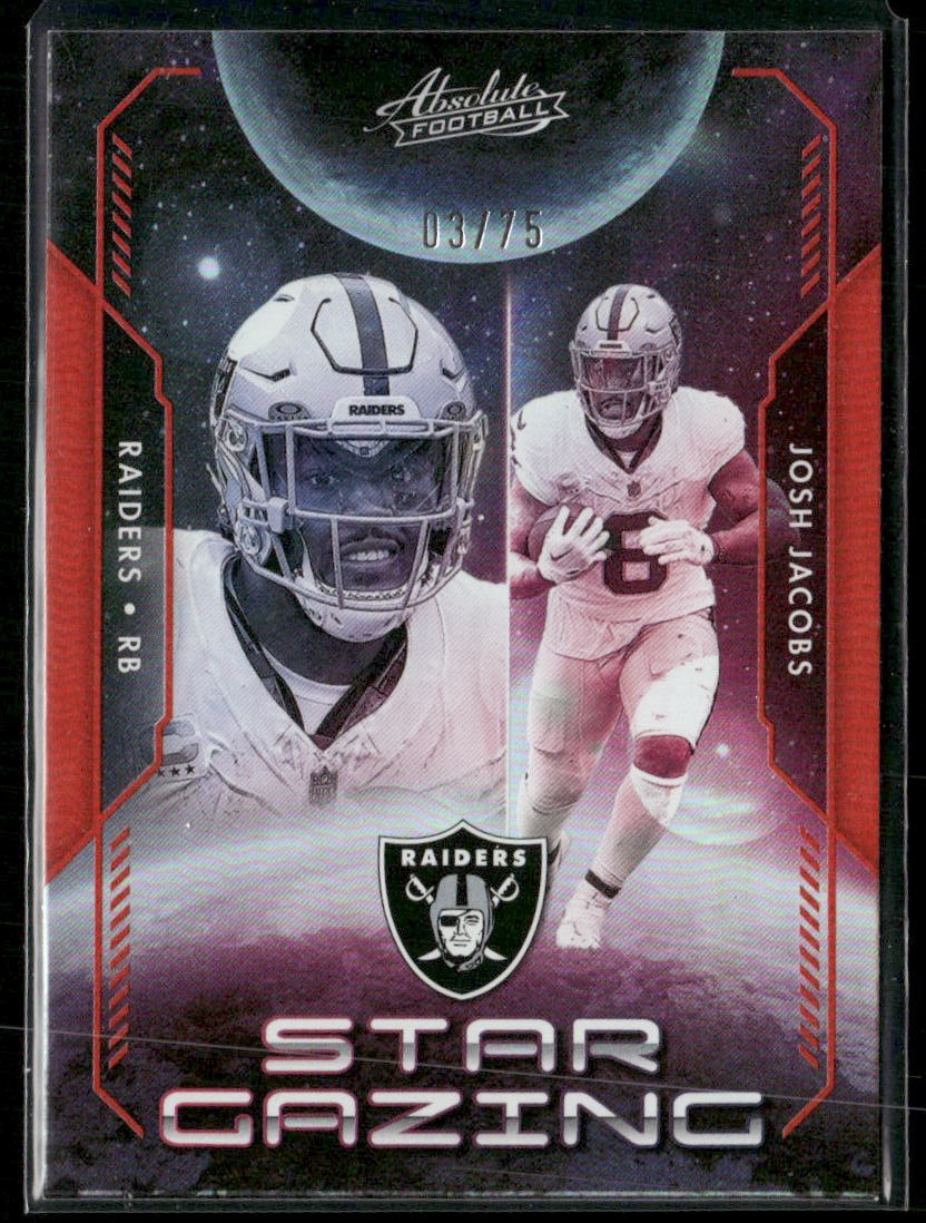 Josh Jacobs 2023 Panini Absolute #SG-11 Star Gazing Spectrum Orange SN #/75