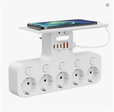 EU Steckdosenleiste 4000W mit Nachtlicht, USB...