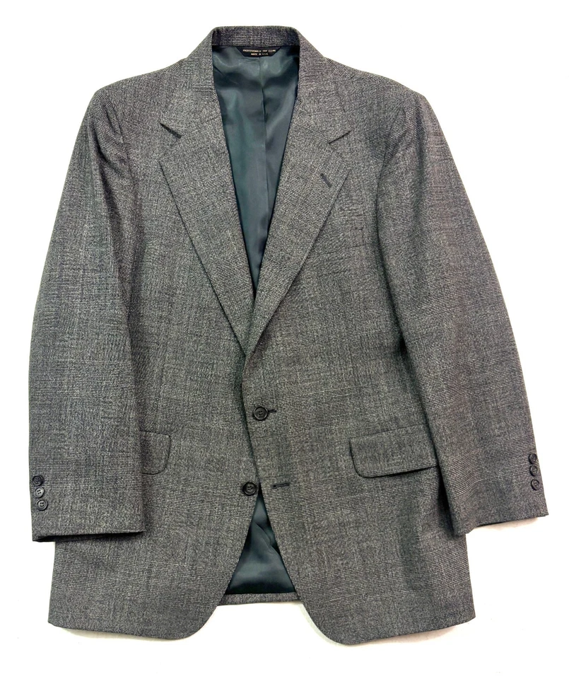 VTG 90s Black White Plaid 40S 32x28 2pc Pant Suit USA 100% Wool Pleated Mens - Image 2 of 4