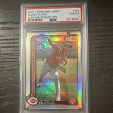 Topps 2025 Pro Debut Chrome Refractor Chase Burns #PDC-169 PSA 8 /199