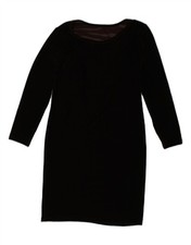 VINTAGE Womens Long Sleeve Sheath Dress UK 12 Medium Brown Polyester AS01