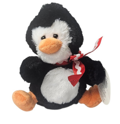 7'' Penguin Plush Amscan Cuddle Club Black White Orange Red Bow Stuff Animal NEW