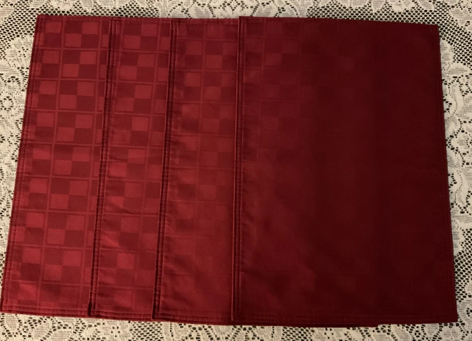 Set of 4 Burgundy Polyester Placemats - 18" X 12" - Image 3 of 3