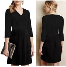 Ganni x Anthropologie Fulton Black Pleated Knit A-Line Dress Large