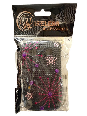 RIM BlackBerry Bold 9700 Black Fireworks Bling Diamonte Protector Case Rare NEW