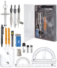 Mr. Pen Geometry Set 15 Pcs Protractor Divider Set Squares Ruler and Compass