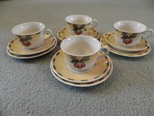 Churchill Somerset Fruits Pattern, Tea Cup, Saucer, Plate Trio,  Set of 4.
